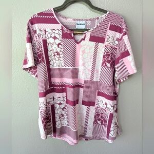 BonWorth women's pink and white short sleeve top size petite medium